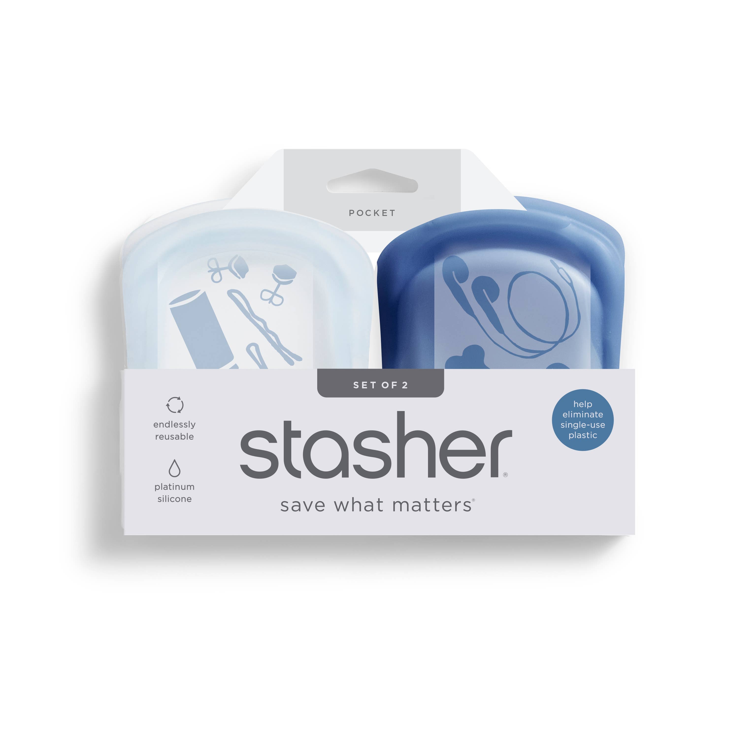 Reusable Silicone Pocket Bag - 2 Pack