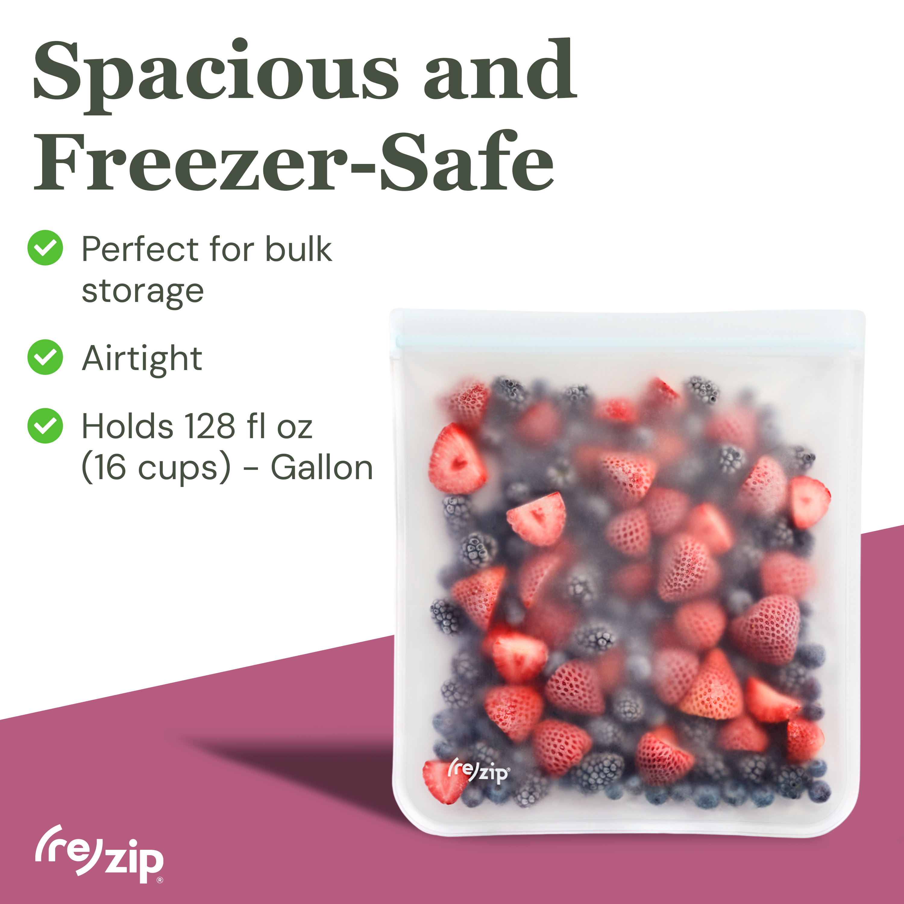 Reusable Flat Gallon Storage Bags - 2 Pack