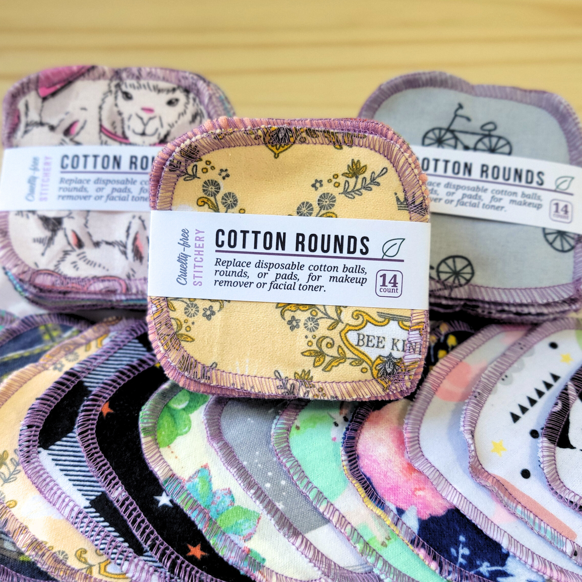 Reusable Cotton Rounds (4"x4") - Set of 14