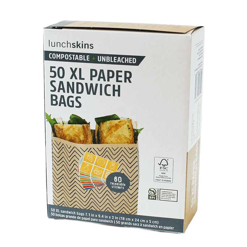 Compostable XL Sandwich Bags 50ct – Chevron Print