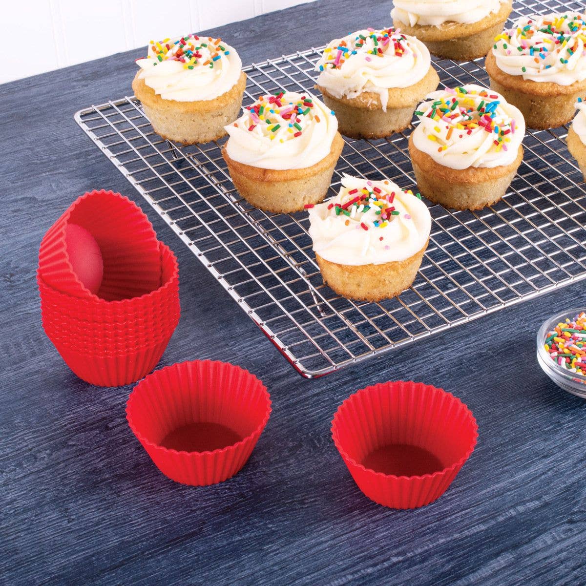 Reusable Silicone Muffin Liner Cups - Set of 12