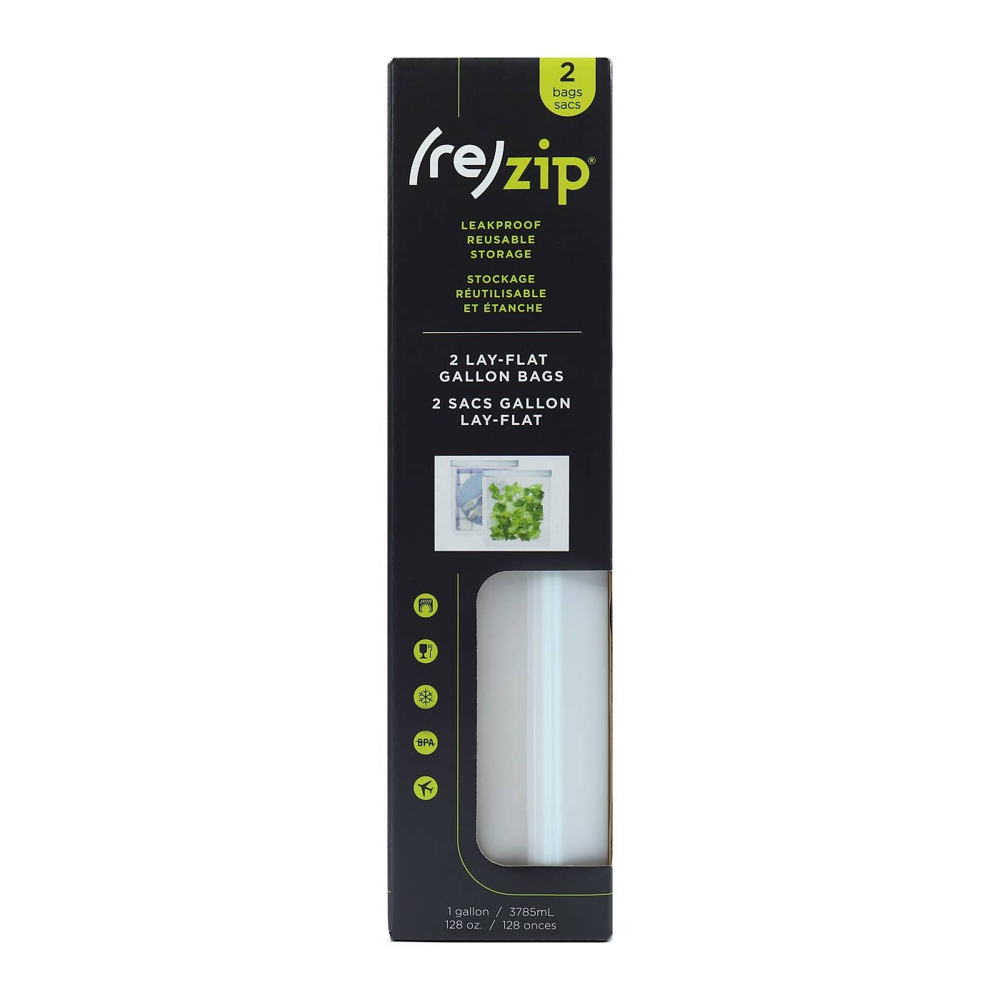 Reusable Flat Gallon Storage Bags - 2 Pack