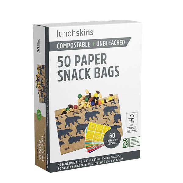 Compostable Snack Bags 50ct – Bear Print