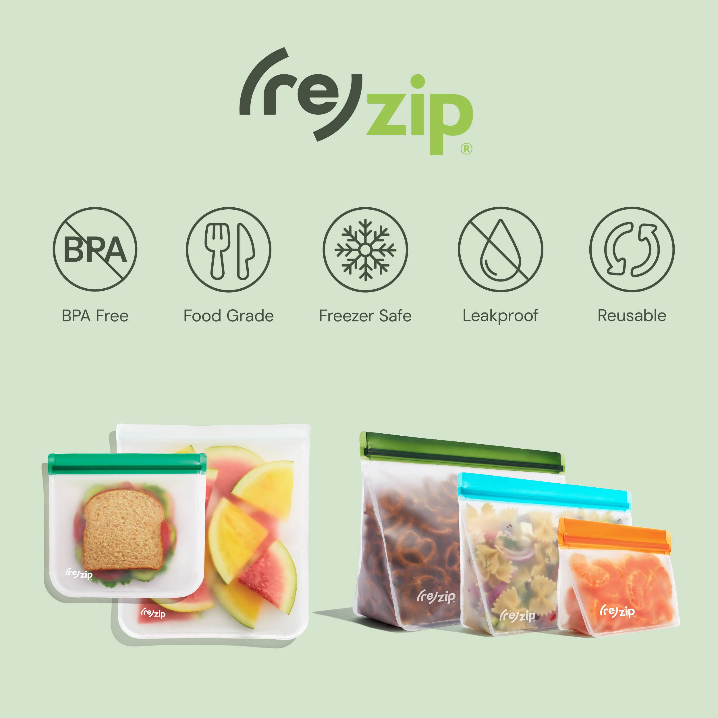 Reusable Half Gallon Storage Bags - 4 Pack