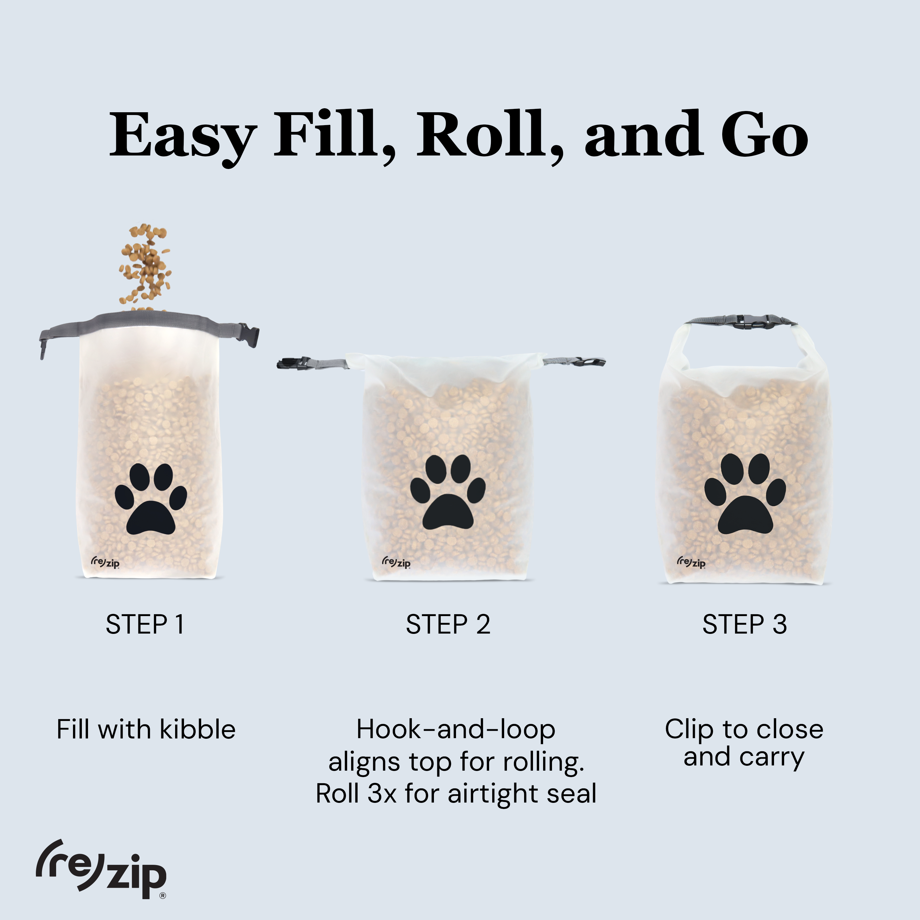 Reusable Roll Top Pet Food Storage Bag