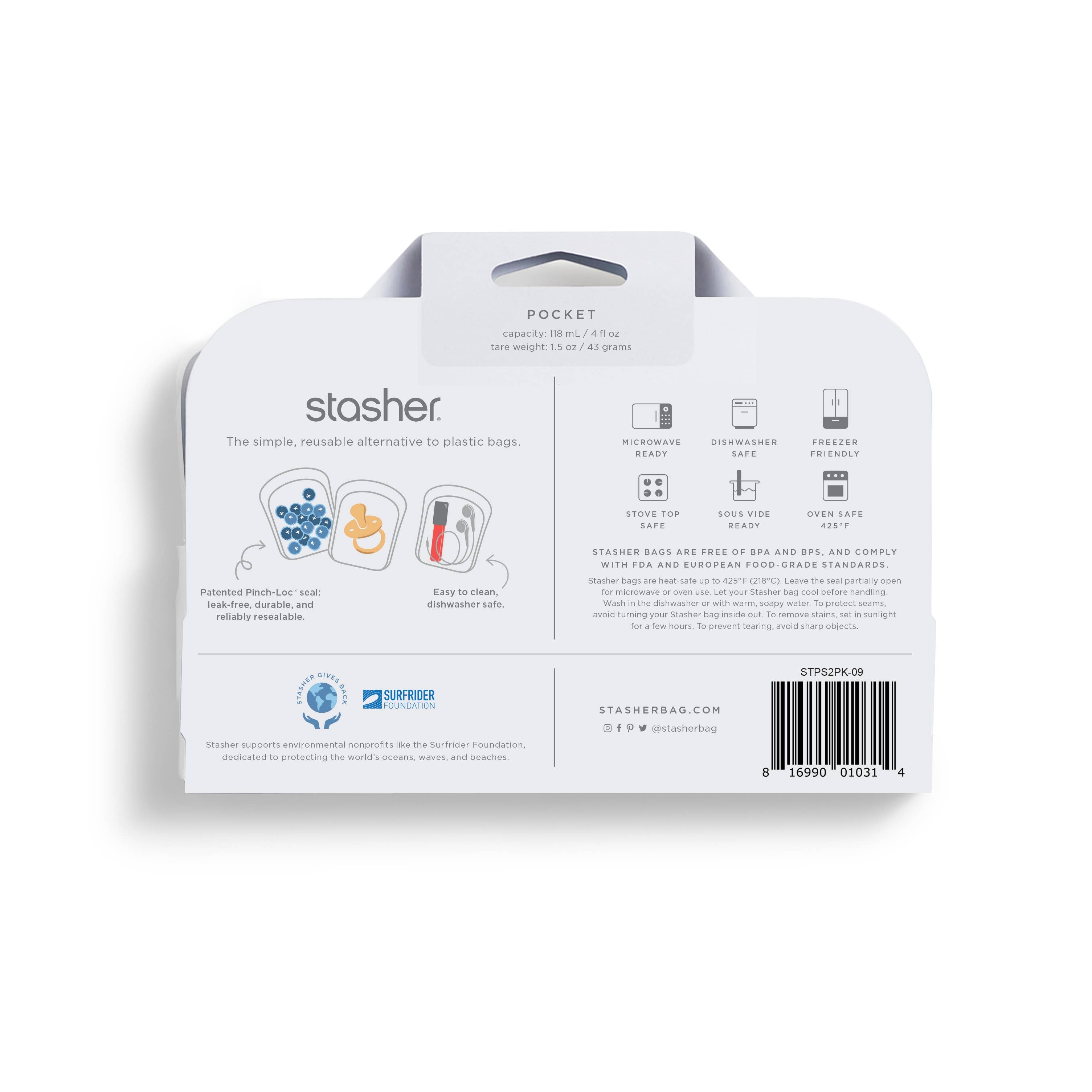 Reusable Silicone Pocket Bag - 2 Pack