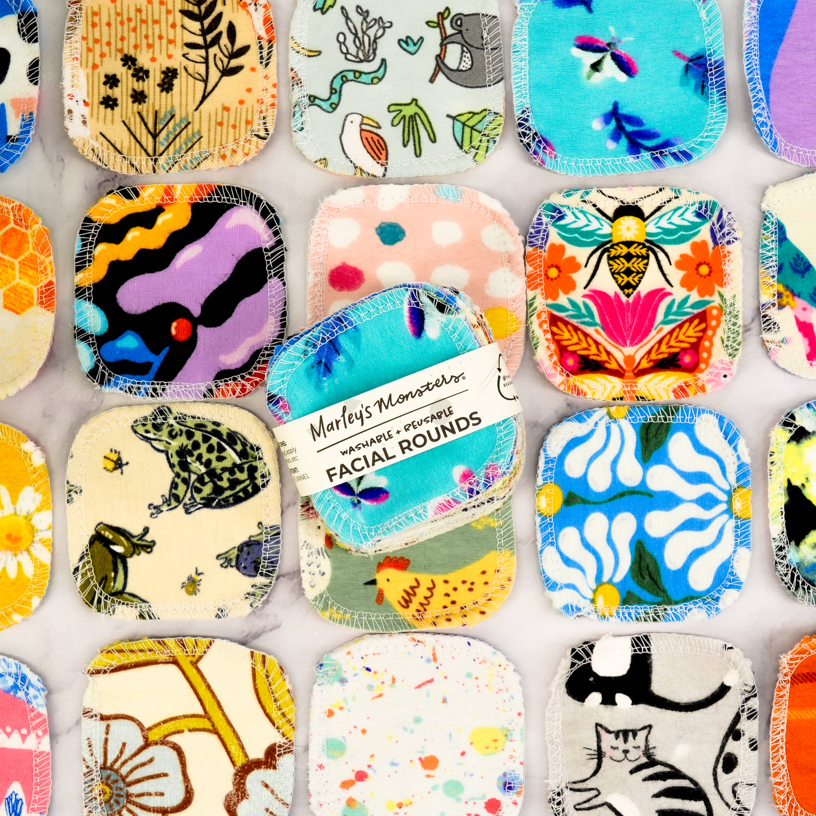 Reusable Cotton Rounds (3"x3") - Set of 10